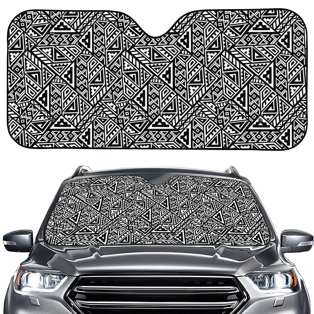 Black And White African Inspired Print Car Windshield Sun Shade