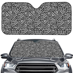 Black And White African Inspired Print Car Windshield Sun Shade