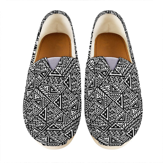 Black And White African Inspired Print Casual Shoes