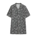 Black And White African Inspired Print Cotton Hawaiian Shirt