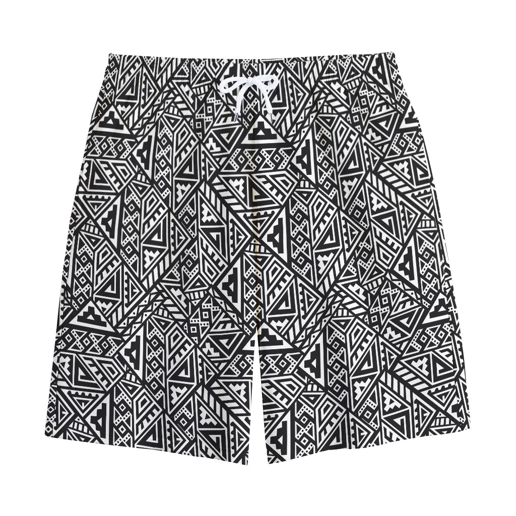 Black And White African Inspired Print Cotton Shorts