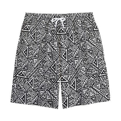 Black And White African Inspired Print Cotton Shorts