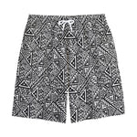 Black And White African Inspired Print Cotton Shorts