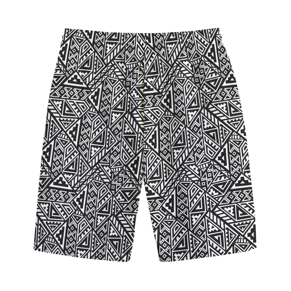 Black And White African Inspired Print Cotton Shorts