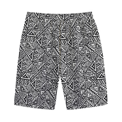 Black And White African Inspired Print Cotton Shorts