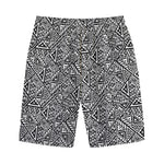 Black And White African Inspired Print Cotton Shorts