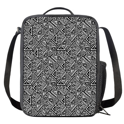Black And White African Inspired Print Crossbody Lunch Bag