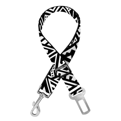 Black And White African Inspired Print Dog Seat Belt