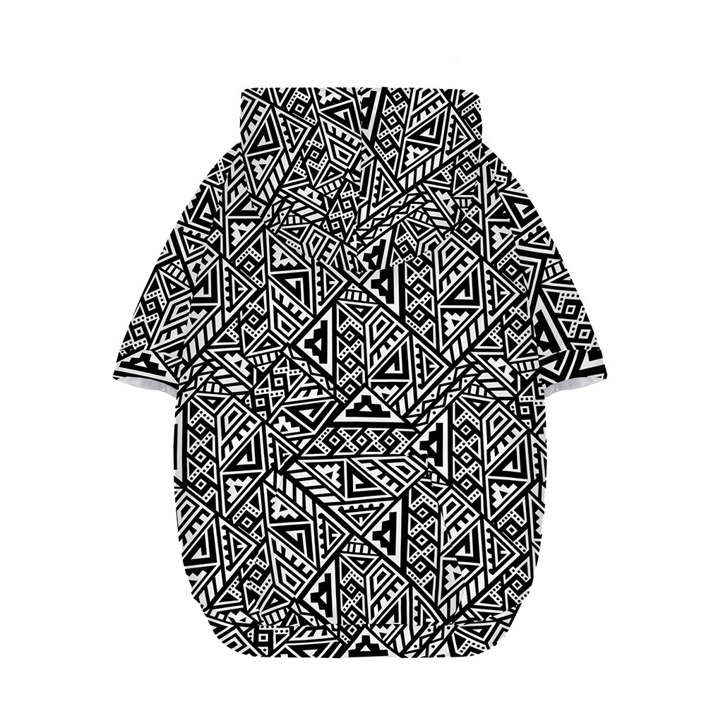 Black And White African Inspired Print Dog Zip Up Hoodie