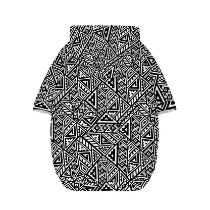 Black And White African Inspired Print Dog Zip Up Hoodie