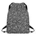 Black And White African Inspired Print Drawstring Backpack