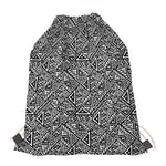 Black And White African Inspired Print Drawstring Bag