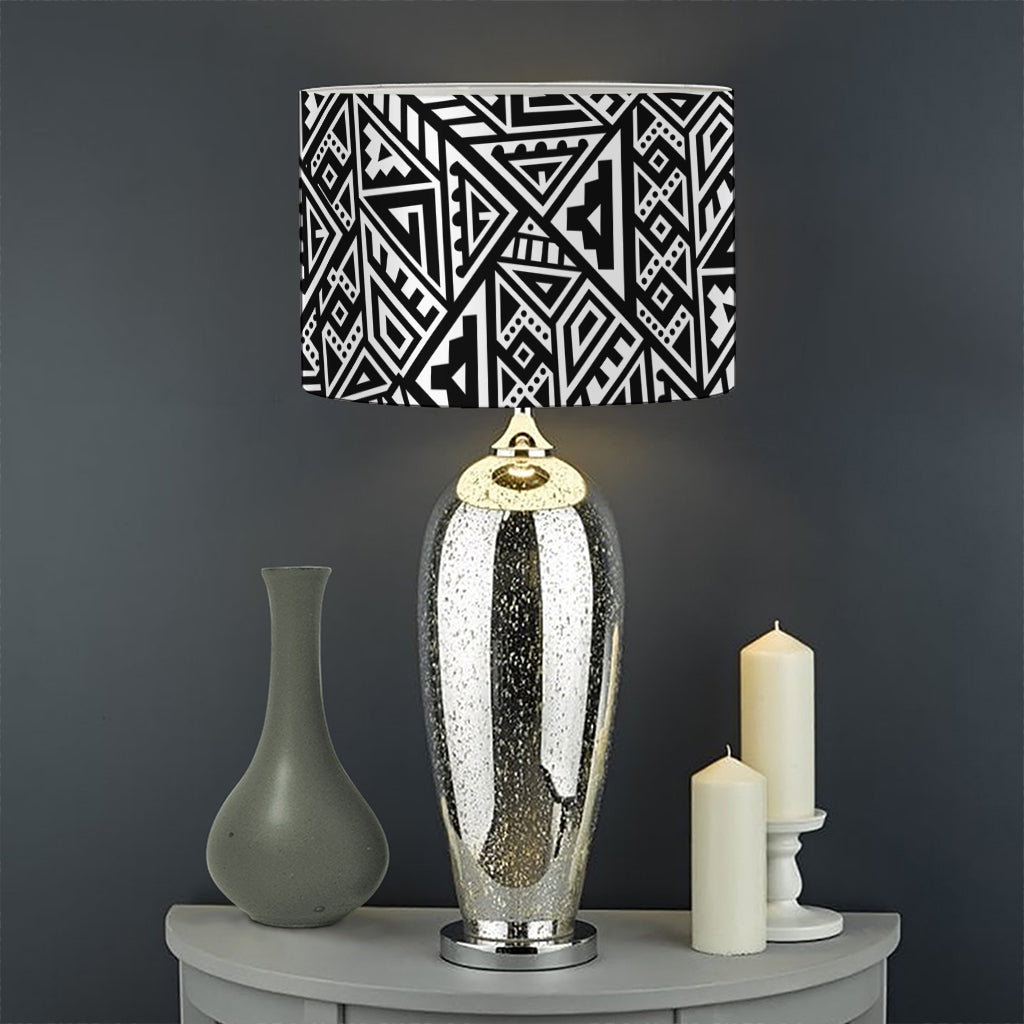 Black And White African Inspired Print Drum Lamp Shade