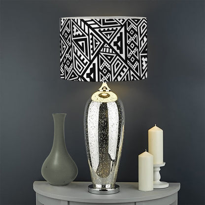 Black And White African Inspired Print Drum Lamp Shade