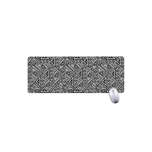 Black And White African Inspired Print Extended Mouse Pad