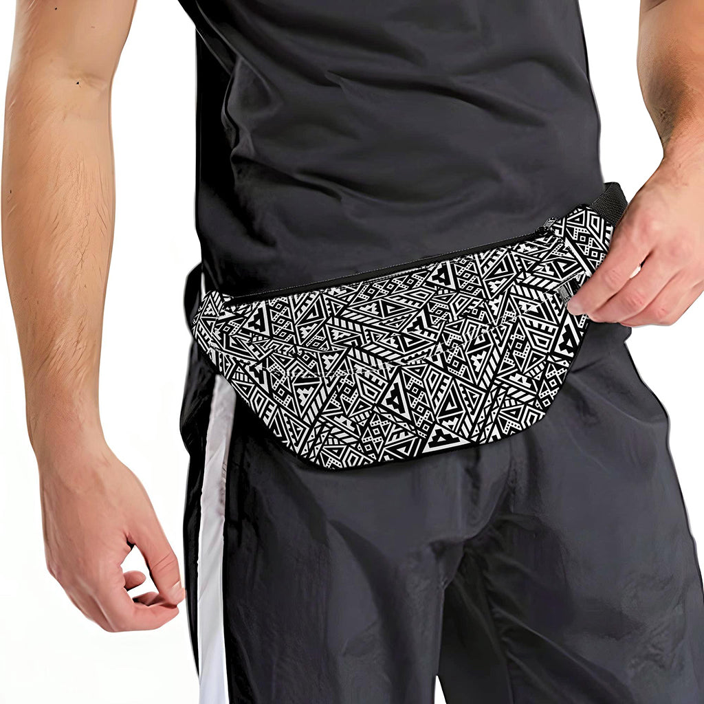 Black And White African Inspired Print Fanny Pack