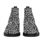 Black And White African Inspired Print Flat Ankle Boots