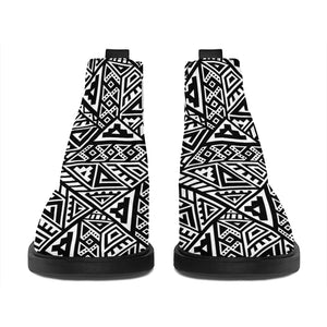 Black And White African Inspired Print Flat Ankle Boots