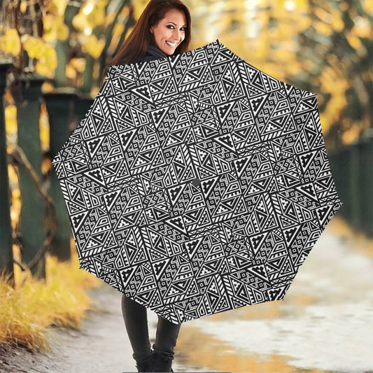 Black And White African Inspired Print Foldable Umbrella