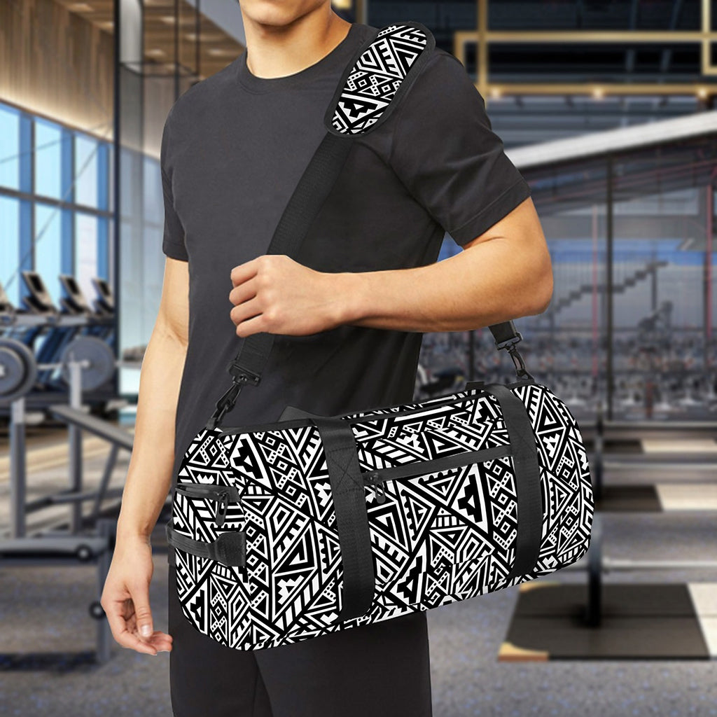 Black And White African Inspired Print Gym Bag