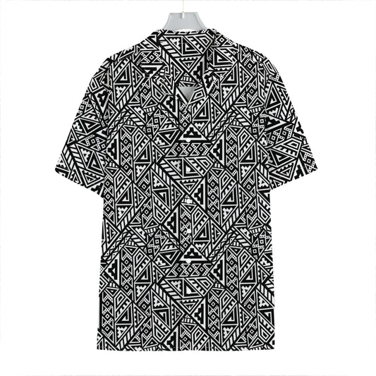 Black And White African Inspired Print Hawaiian Shirt