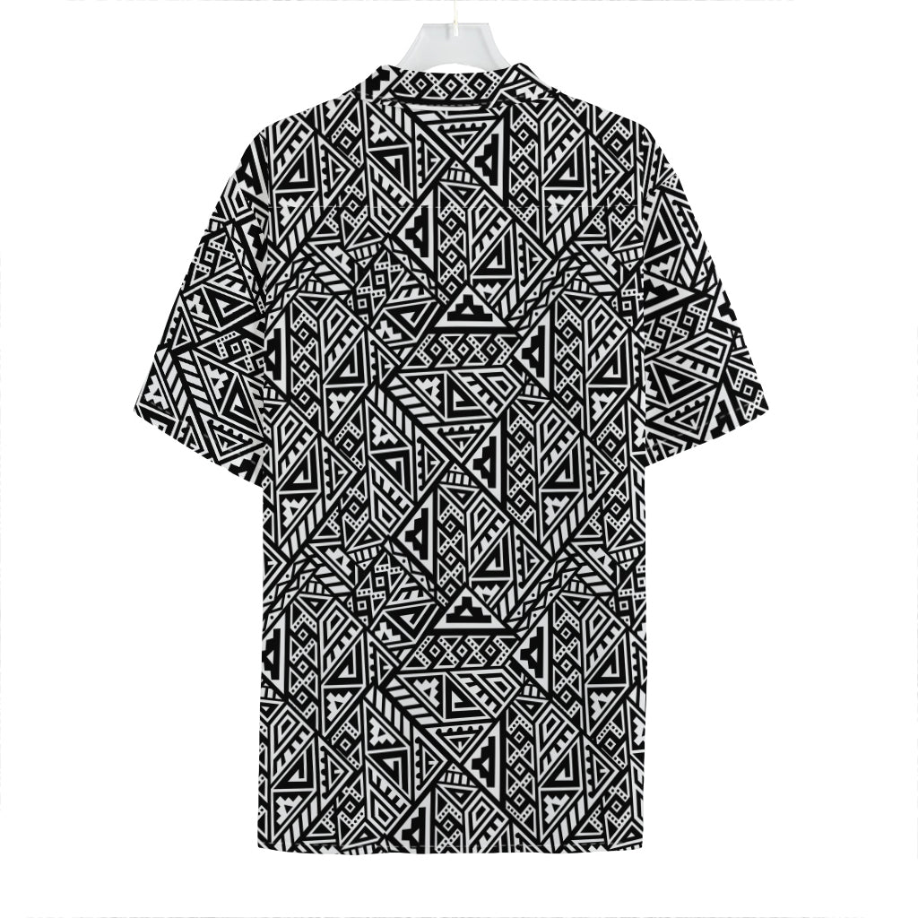 Black And White African Inspired Print Hawaiian Shirt