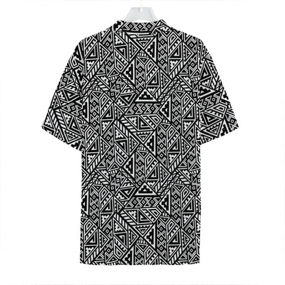 Black And White African Inspired Print Hawaiian Shirt