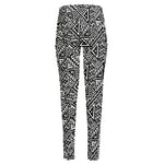 Black And White African Inspired Print High-Waisted Pocket Leggings