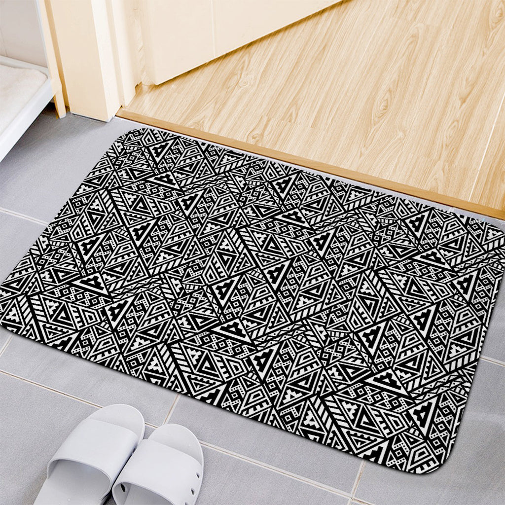 Black And White African Inspired Print Indoor Door Mat