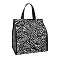 Black And White African Inspired Print Insulated Lunch Tote