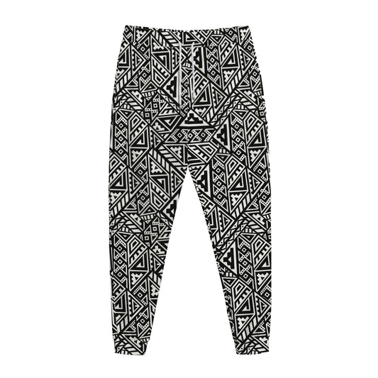 Black And White African Inspired Print Jogger Pants