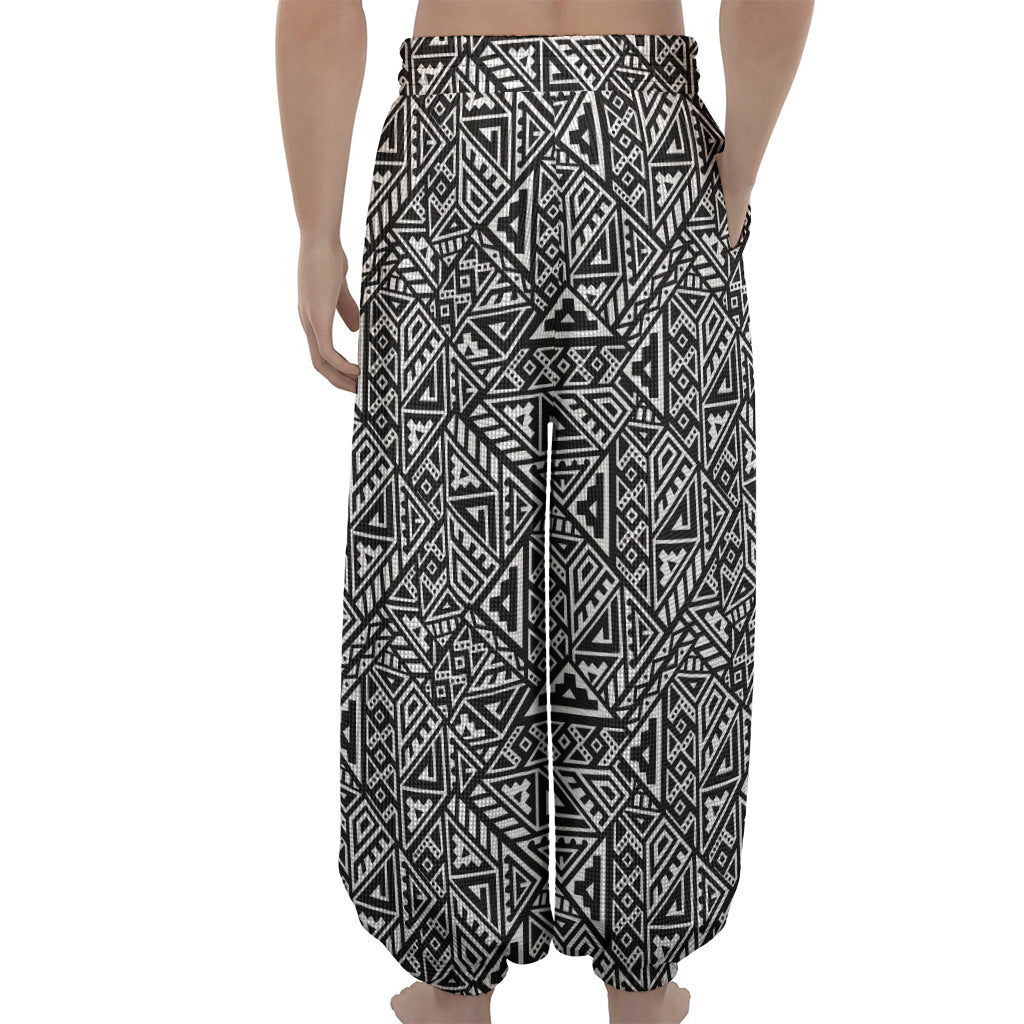 Black And White African Inspired Print Lantern Pants