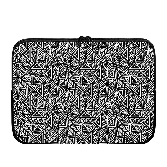 Black And White African Inspired Print Laptop Sleeve