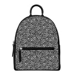 Black And White African Inspired Print Leather Backpack