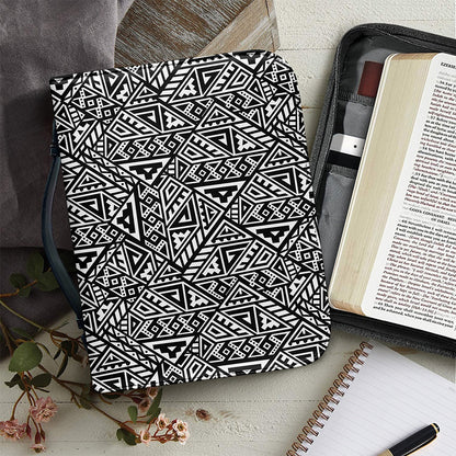 Black And White African Inspired Print Leather Bible Cover