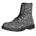 Black And White African Inspired Print Lace-Up Boots