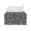 Black And White African Inspired Print Leather Tissue Box Cover