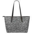 Black And White African Inspired Print Leather Tote Bag With Zipper