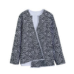 Black And White African Inspired Print Long Sleeve Short Coat