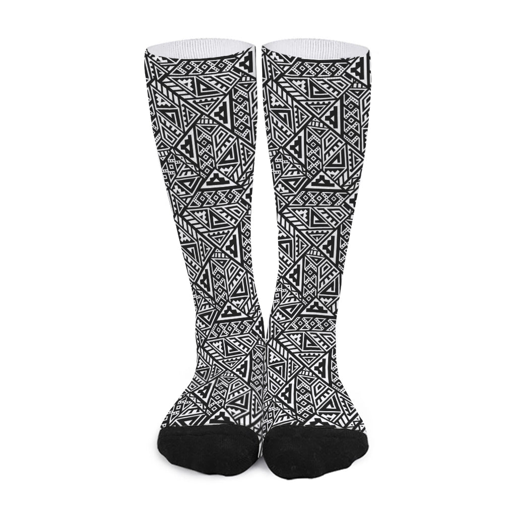 Black And White African Inspired Print Long Socks