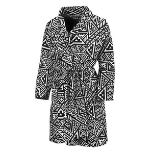 Black And White African Inspired Print Men's Bathrobe