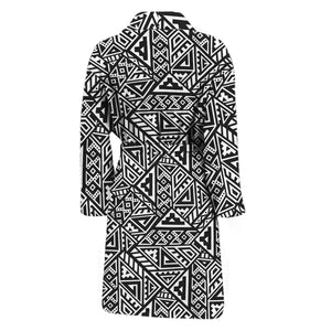 Black And White African Inspired Print Men's Bathrobe