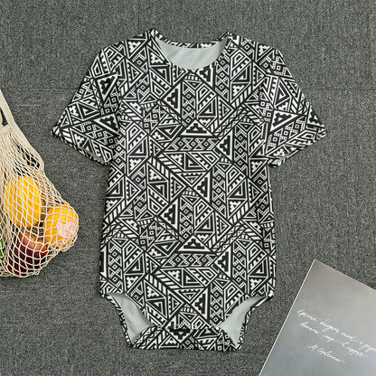 Black And White African Inspired Print Men's Bodysuit