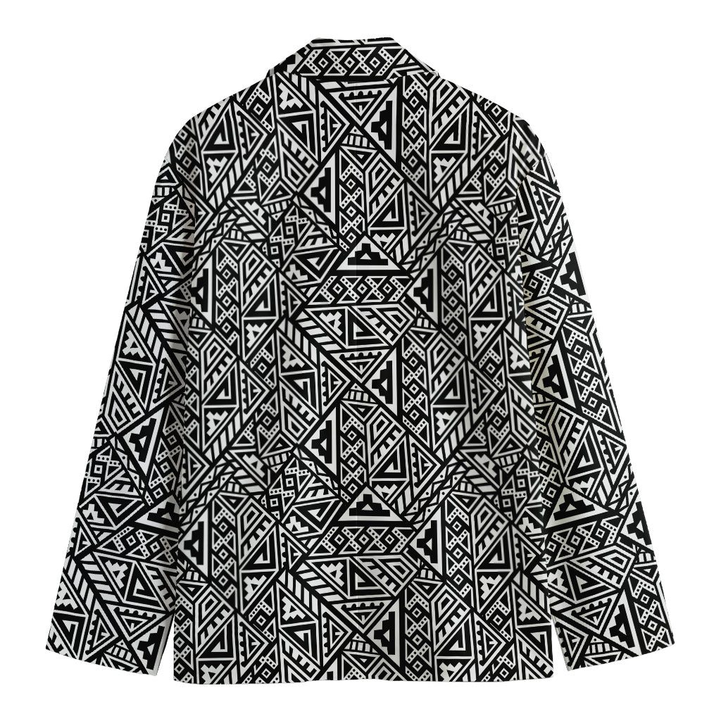 Black And White African Inspired Print Men's Cotton Blazer
