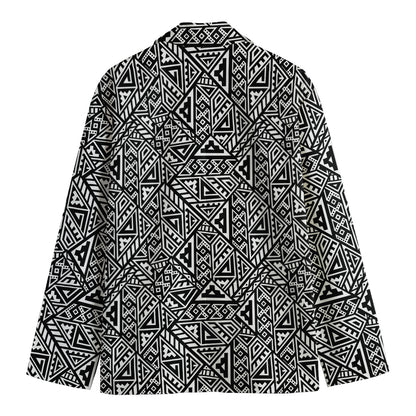 Black And White African Inspired Print Men's Cotton Blazer