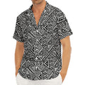 Black And White African Inspired Print Men's Deep V-Neck Shirt