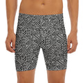 Black And White African Inspired Print Men's Long Boxer Briefs