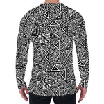 Black And White African Inspired Print Men's Long Sleeve T-Shirt