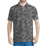 Black And White African Inspired Print Men's Polo Shirt