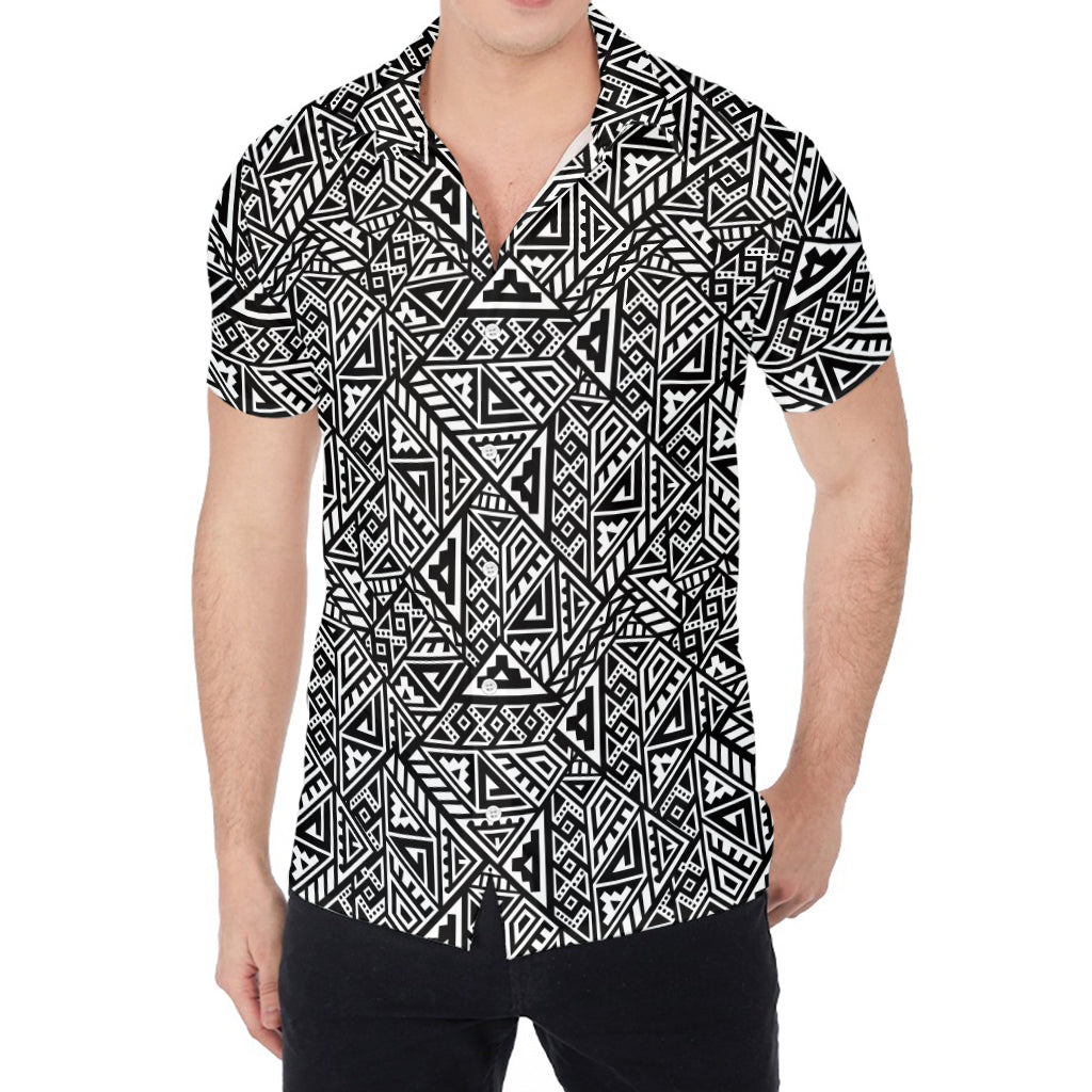 Black And White African Inspired Print Men's Shirt